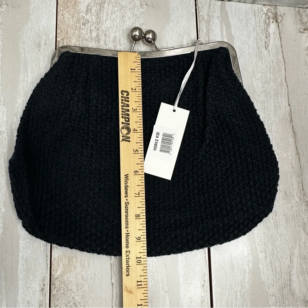 Navy Blue Crochet Knit Clutch Removable Crossbody Chain Strap Boho Chic Metro